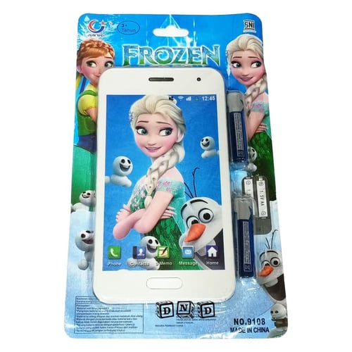Handphone Mobile Phone Musik Frozen Anna Elsa Olaf Biru - Kids Toys