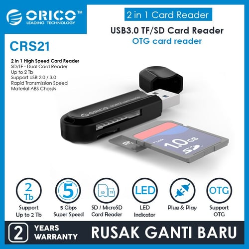 ORICO Card Reader USB3.0 TF / SD - CRS21 - BLACK