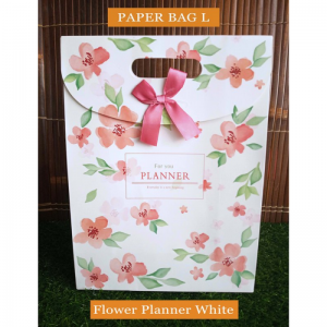 Paper Bag Motif / Tas Kertas Kado / Tas Ulang tahun - L SHABBY FLOWER-Flower planner white