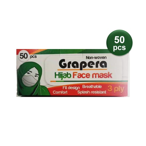 Grapera Hijab Face Mask 3 Ply Headloop 50s