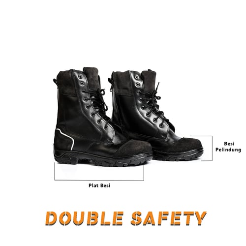Sepatu PDL Safety Pemadam Kebakaran Bahan Kulit Asli Dilengkapi 2 Besi Pelindung