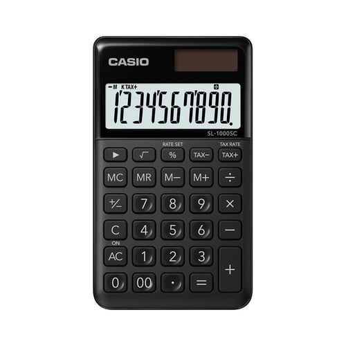CASIO SL-1000SC - Hitam - Kalkulator Travel - Seri Stylish - Metalic - 10 digit