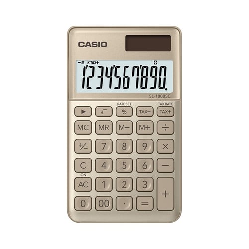 CASIO SL-1000SC - Emas - Kalkulator Travel - Seri Stylish - Metalic - 10 digit