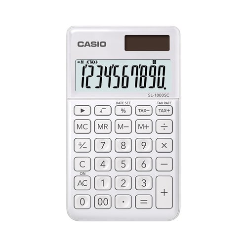 CASIO SL-1000SC - Putih - Kalkulator Travel - Seri Stylish - Metalic - 10 digit