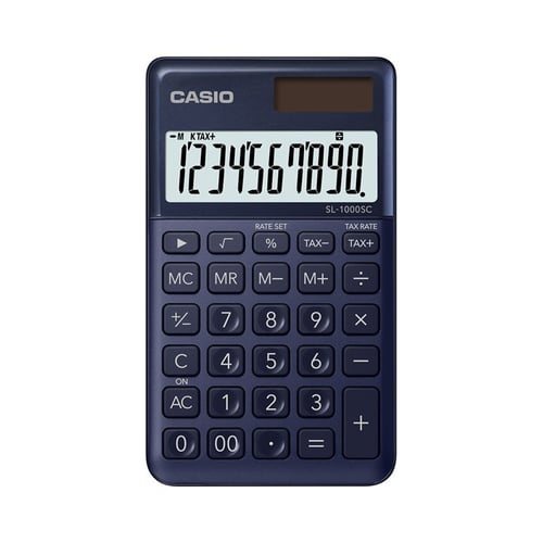 CASIO SL-1000SC - Navy - Kalkulator Travel - Seri Stylish - Metalic - 10 digit