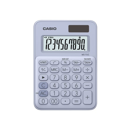 CASIO MS-7UC - Biru Muda - Kalkulator Kantor - Seri Colorful - 10 digit