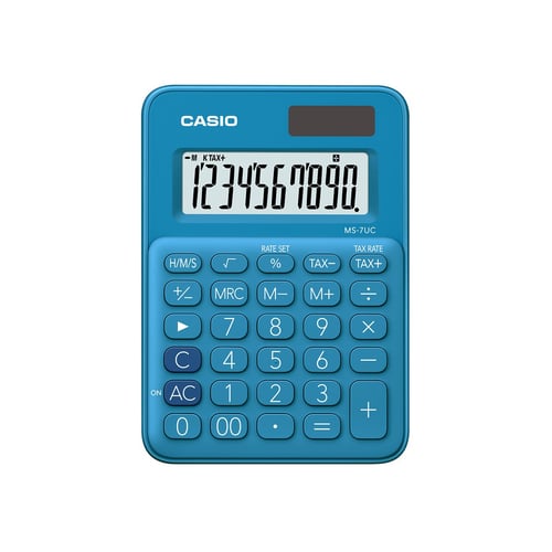 CASIO MS-7UC - Biru - Kalkulator Kantor - Seri Colorful - 10 digit