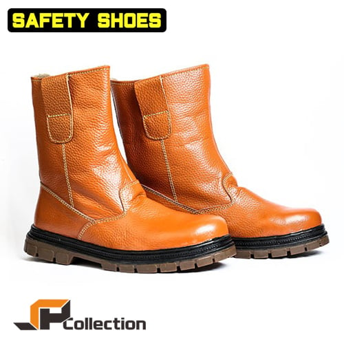 Sepatu Boots Pria Safety SF 08 Oren di Lengkapi Besi Pelindung Bahan Kulit Sapi Asli Sepatu kerja Pabrik, Sepatu Proyek, Dapur, SPBU, Dll