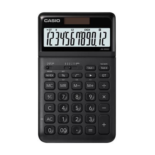 CASIO JW-200SC - Hitam - Kalkulator Kantor - Seri Stylish - Metalic - 12 digit