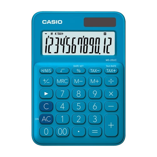 CASIO MS-20UC - Biru - Kalkulator Kantor - Seri Colorful - 12 digit