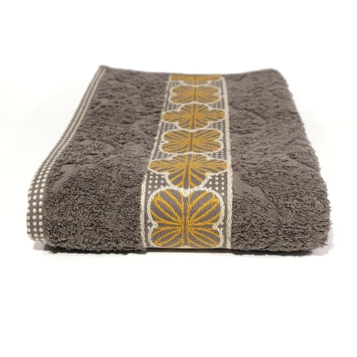 Lenuta Gold Motif Roaster Handuk Mandi 68x140 cm Grey (Abu-Abu)