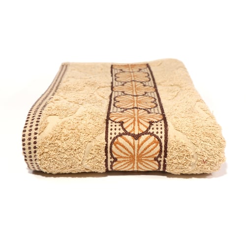 Lenuta Gold Motif Roaster Handuk Mandi 68x140 cm - Camel Brown (Coklat Muda)