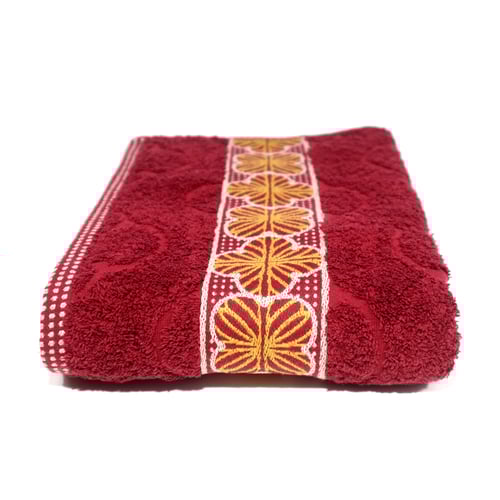Lenuta Gold Motif Roaster Handuk Mandi 68x140 cm - Maroon