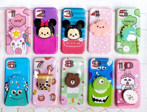 Case Jelly Popsocket Disney Iphone 6, 7 Plus, 11, Samsung A20s, A01, A21, A51, A71, Oppo A31, F9 / A5s, A9 2020, Vivo S1 Pro