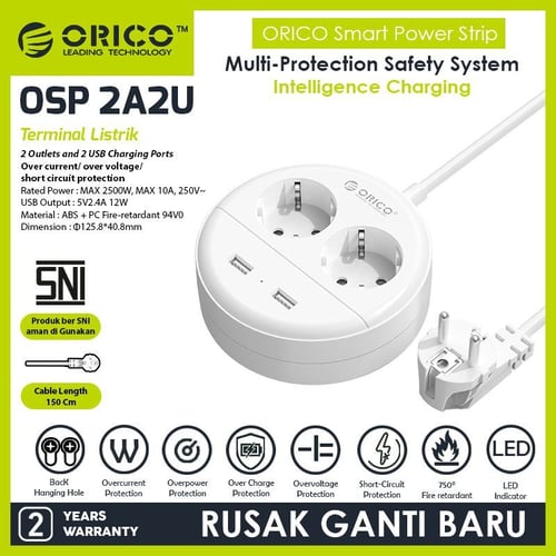 ORICO OSP-2A2U-10A-ID USB Smart Power Strip