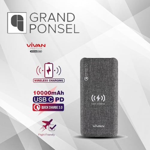 Vivan VPB-W10 10000mAh Qi Wireless Powerbank Quick Charge Original