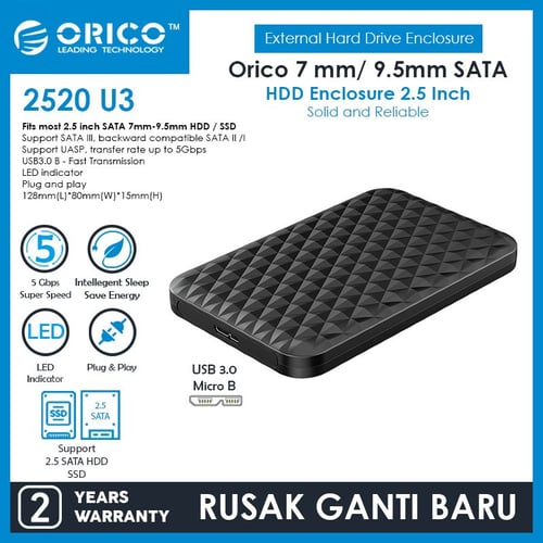 ORICO 2520U3 2.5-Inch Portable Hard Drive Enclosure-BLACK