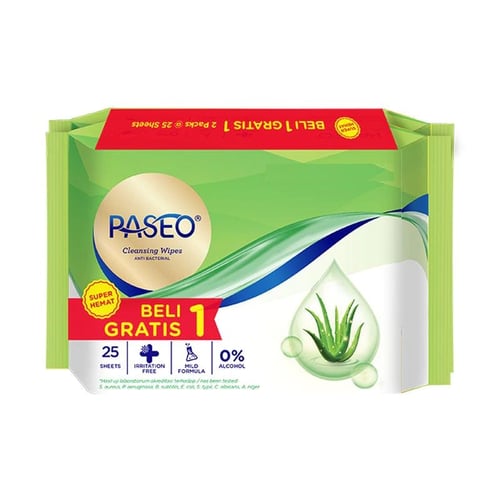 BUY 1 GET 1 FREE Tissue Paseo Basah Antibacteri - Tissue Cleansing Wipes Paseo