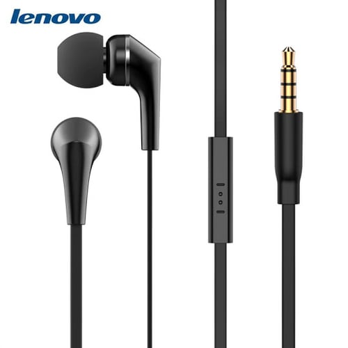 Lenovo Earphone Jack 3.5MM In ear headset earpiece with microphone audio connector Black