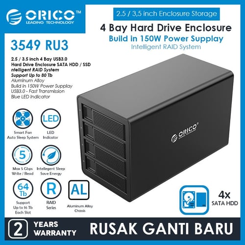 ORICO External Hard Drive Enclosure 4 Bay with RAID - 3549RU3