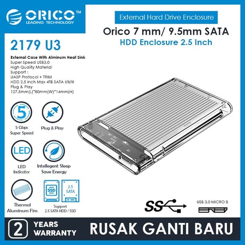 ORICO 2179U3 2.5-Inch Hard Drive Enclosure - silver