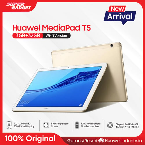 Huawei Mediapad T5 Tablet 10.1 Inch 1080P Full HD Vivid Display - Garansi Resmi