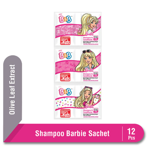 B&B Shampoo & Conditioner Barbie Sachet 12 Pcs