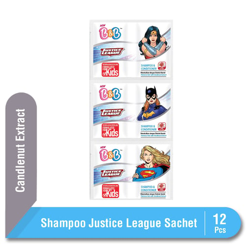 B&B Shampoo & Conditioner Justice League Sachet 12 Pcs