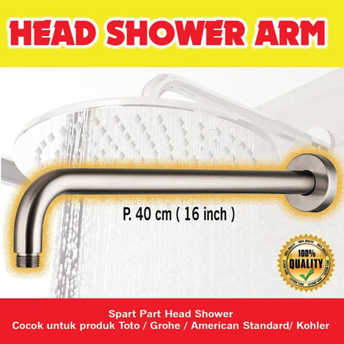 Head shower arm 40 cm stainless steel toto grohe american standard