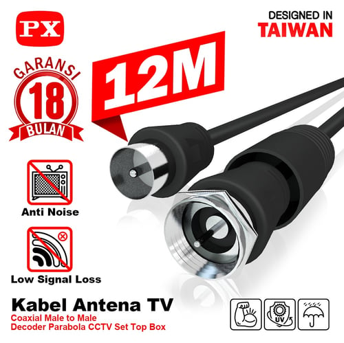 12m Kabel Antena TV Parabola CCTV Coaxial Cable Male to Male PX