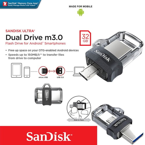 SANDISK Ultra Dual Drive M3.0 32GB USB OTG Flash Drive Ori