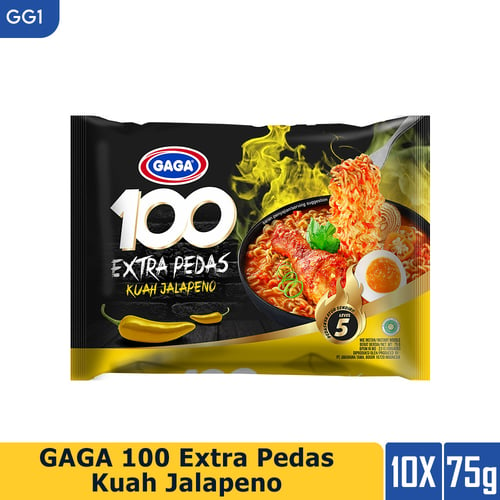 GAGA Paket Hemat 10 pcs Gaga 100 Kuah Extra Pedas Jalapeno. (GG1)
