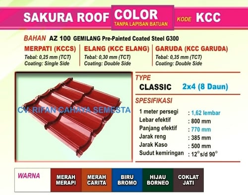 Genteng Metal Sakura Roof - Sakura Elang ( 0,30 mm )