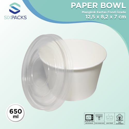Paper Bowl 650 ml dengan Lid/Tutup