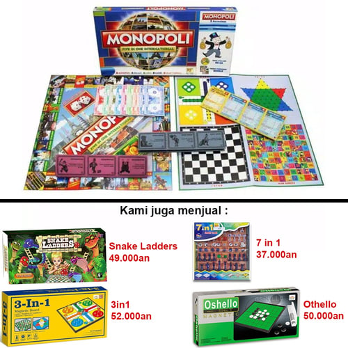 Monopoli 5 in 1 (Monopoly, Ludo, Ular Tangga, Catur, Halma)