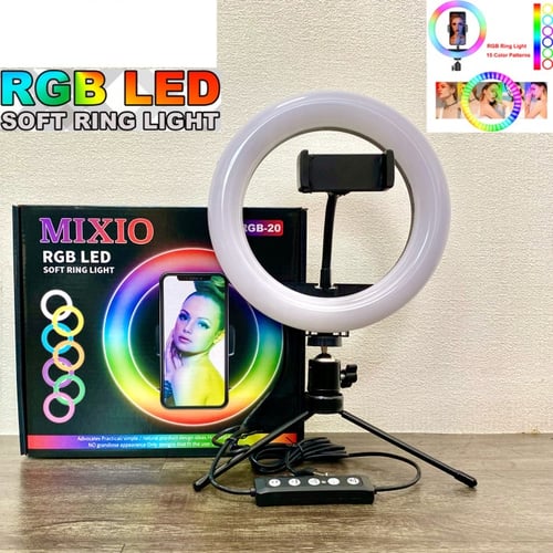 MIXIO RingLight Rainbow RGB 20CM TRIPOD BESI Ring Light