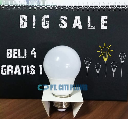 (BELI 4 GRATIS 1) Lampu LED bohlam dop (LED bulb) import 7 watt PUTIH