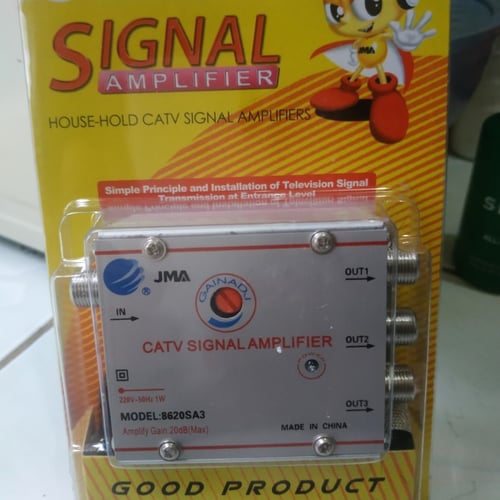 Booster 3 tv Catv Signal Amplifier 3 way Plus konektor Pararel