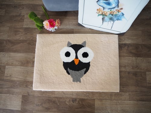 Keset Kaki Handtuft Halus Unik Gambar Cute Owl 40x60 cm