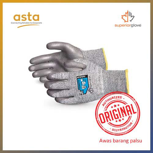 Sarung Tangan TenActiv Composite Filament Fiber Cut Resistant Knit with Grey Polyurethane Palms Superior Glove STAFGPU