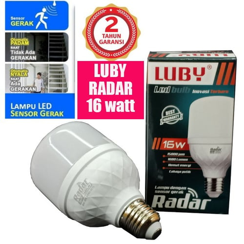 Lampu Bohlam LED sensor gerak radar Luby 16w
