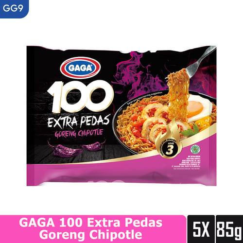 GAGA 100 Extra Pedas Goreng Chipotle 85g 5 Pcs (GG9)