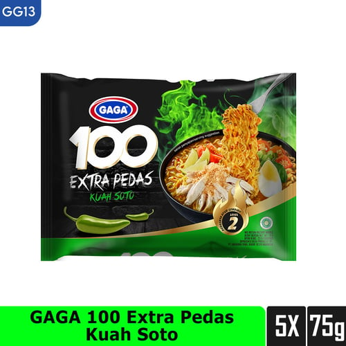 GAGA 100 Extra Pedas Kuah Soto 75g 5 Pcs (GG13)
