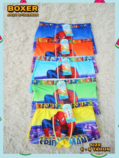 celana dalam anak laki laki boxer /cd motif kartun animasi spiderman - 5-7