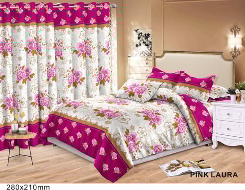 Seprai KATUN JEPANG Pink LAURA UK. 180X200 (KING)