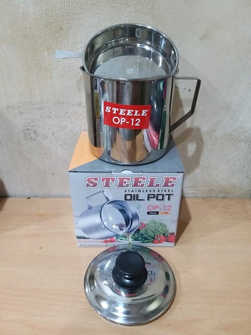 oil pot 12cm 1.1L OP-12 Penyaring MInyak mug gelas Stainles