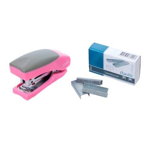BANTEX Mini Stapler Including Staples No 10 Pink 9330 19