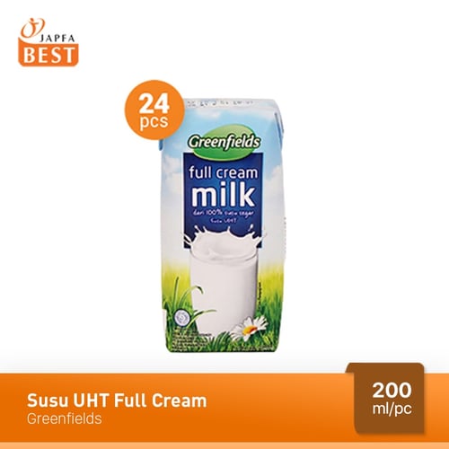 Susu UHT Full Cream Greenfields 200 ml - Isi 24 pcs