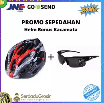 Paket Aksesoris Helm Sepeda MTB bonus Kacamata Sepeda Keren