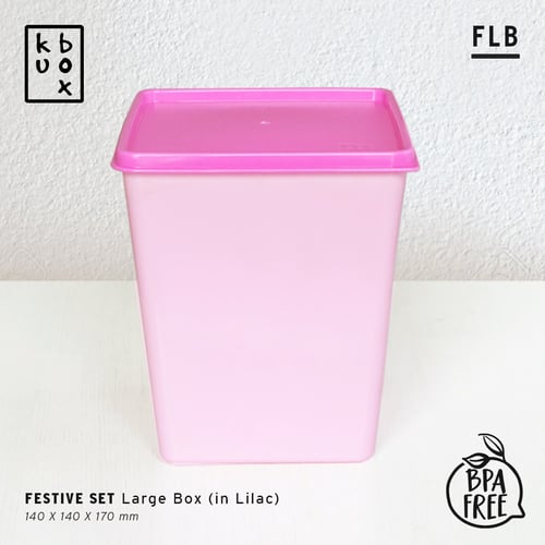 KUBOX Lunch Box Tempat Kotak Makan Plastik Bekal - Kotak Makan Plastik Ukuran 2400 ml Tebal Anti Bocor Warna Lilac